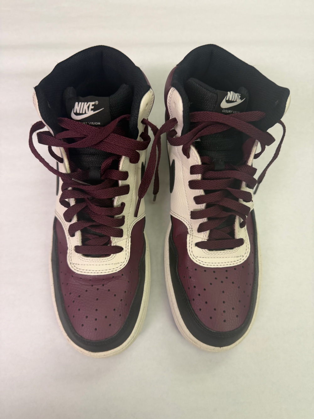 Nike Court Vision Mid Burgundy White Black Men’s Size 10 EUC